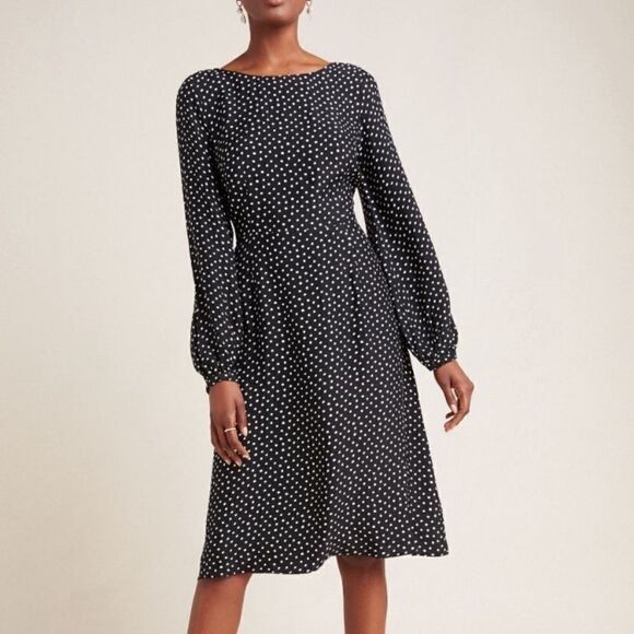 ANTHROPOLOGI Midi Dress Black White 00 - Picture 4 of 16